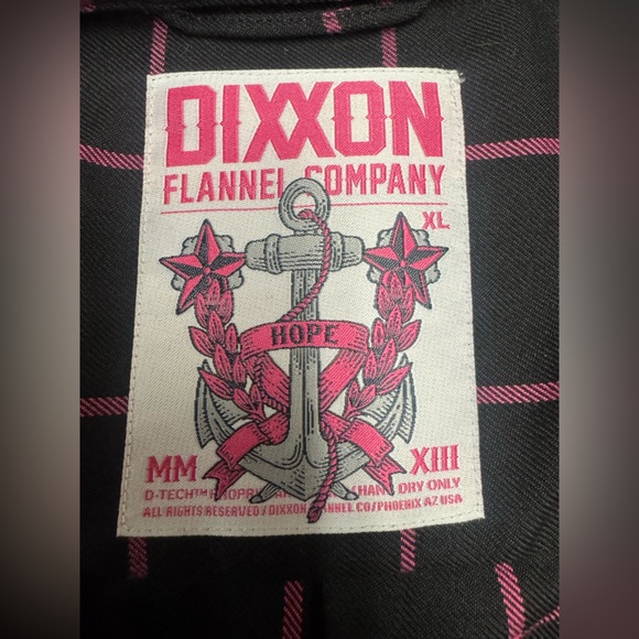 Dixxon Flannel "Hope" Black Pink Plaid Long Sleeve Breast Cancer XL Western Moto - Picture 3 of 9